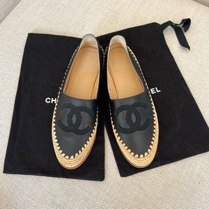 Chanel Leather Espadrilles Black Size 39 / US 9